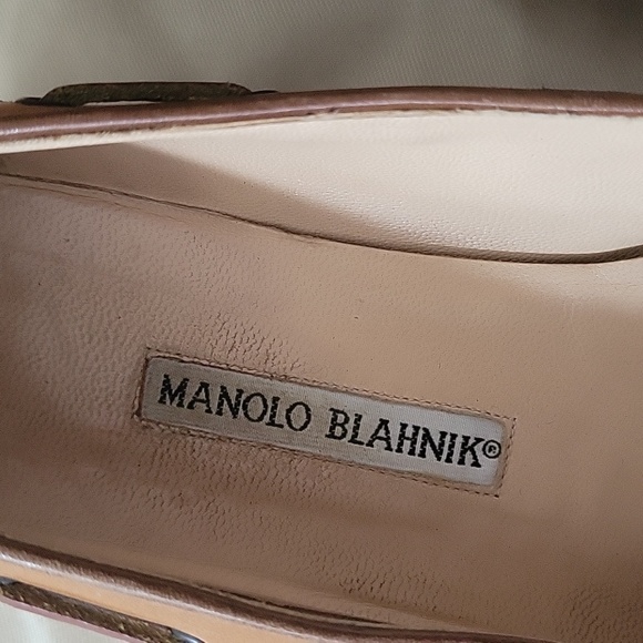 Vtg 80s preppy Manolo Blahnik Pointy Brown Loafers - Picture 2 of 9